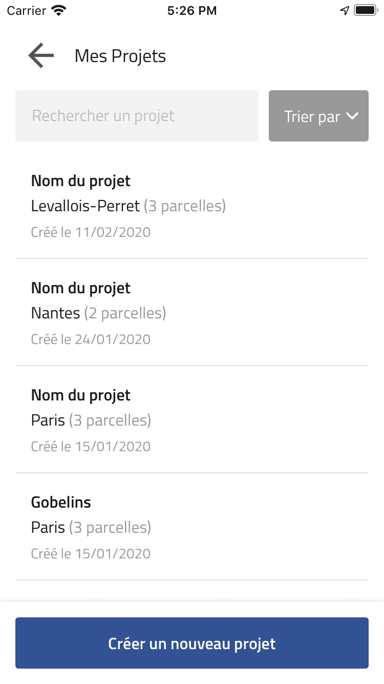 Kel Foncier, liste des projets