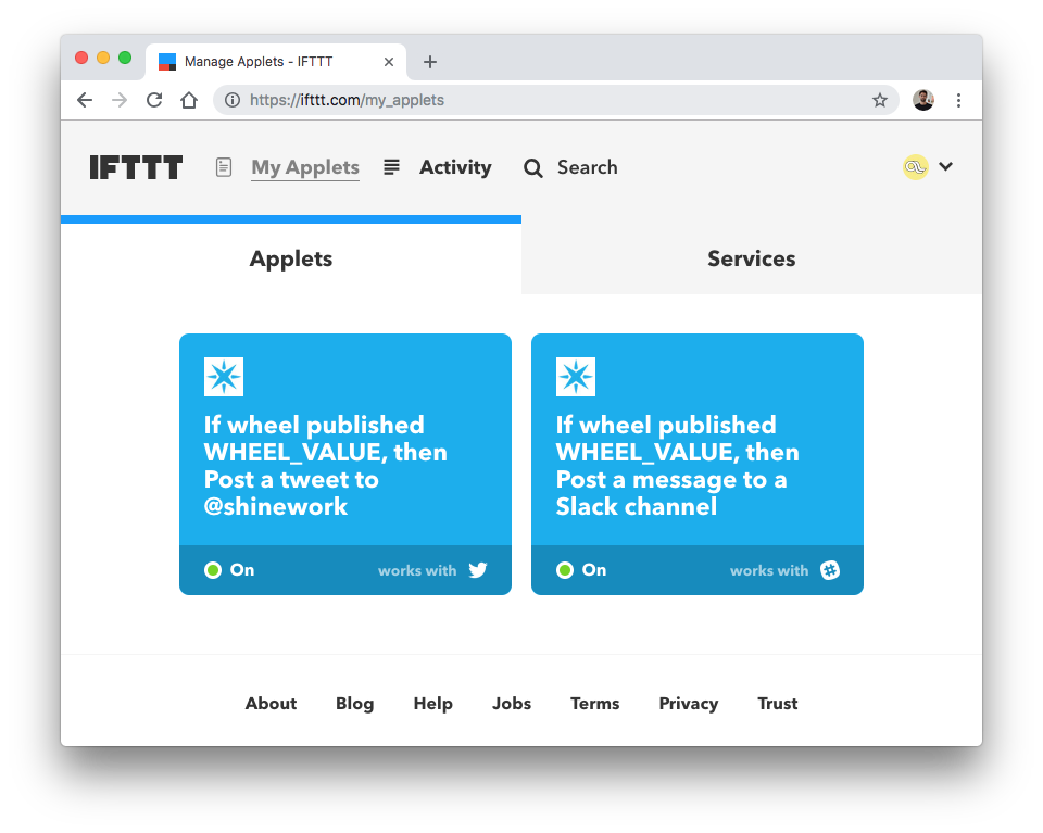 IFTTT Console